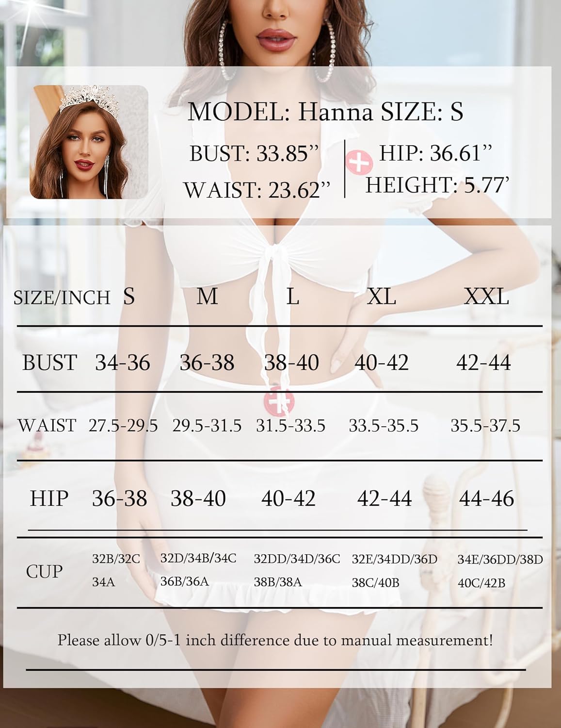 Nurse Cosplay Outfits with Tie Top and Mini Skirt Set