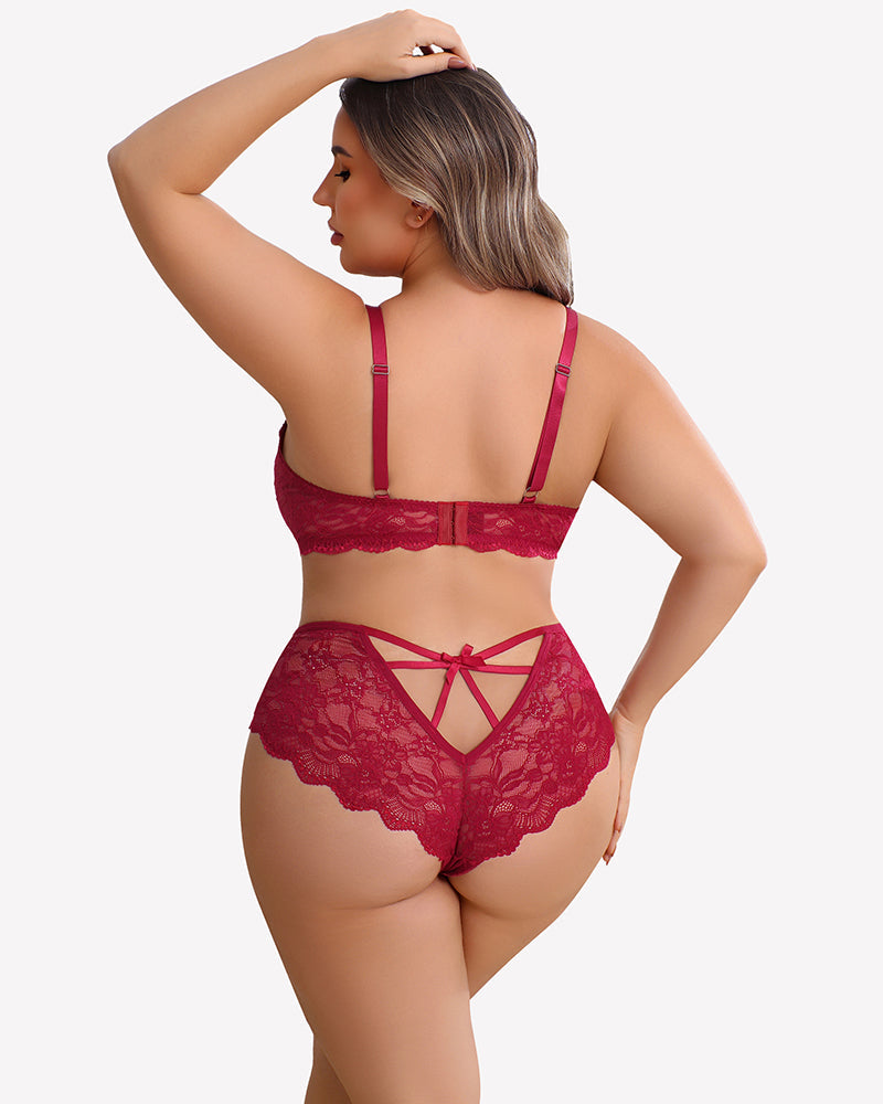 Plus Size Lace Bra Panties Set