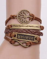 ⚡Flash Sale-1pc Braided Leather Bracelet With Tree Of Life