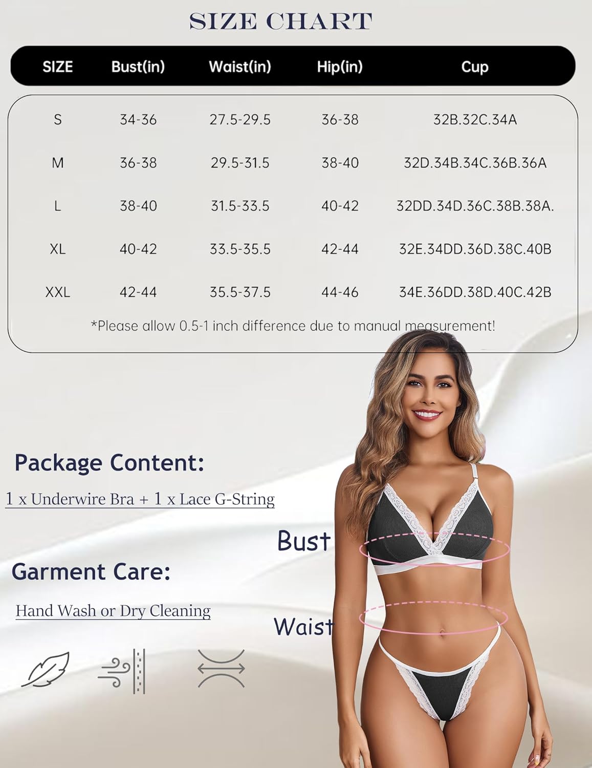 Ribbed Bra and Pany Set with Lace Trim