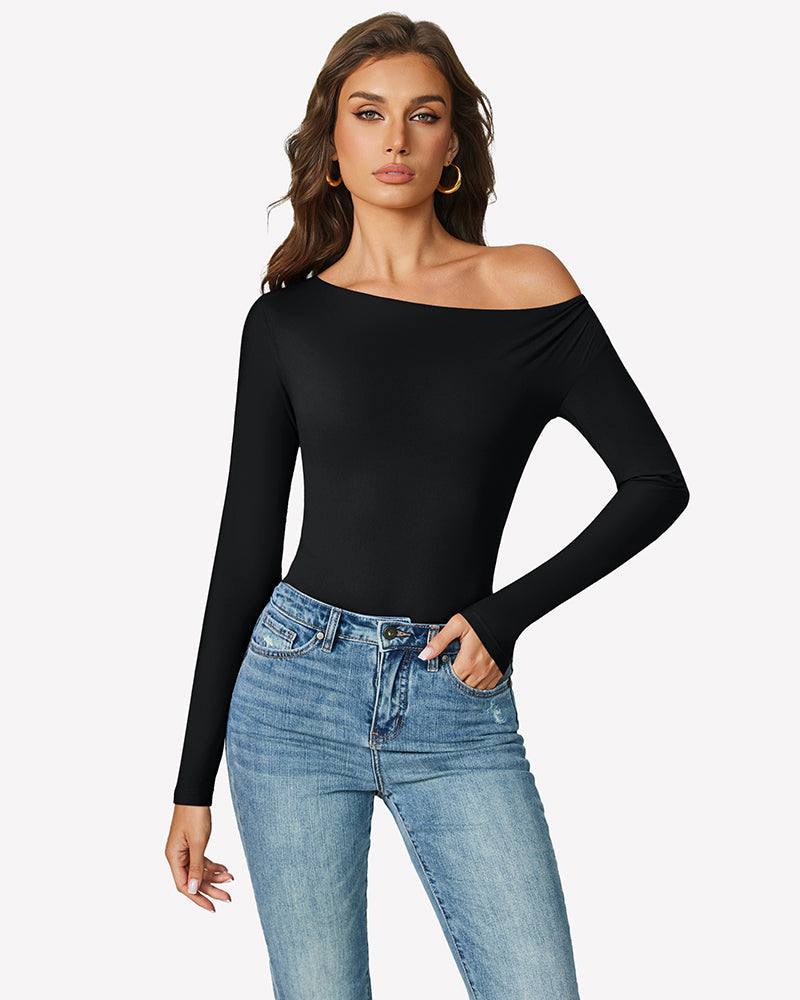 Off the Shoulder Long Sleeve Bodysuit