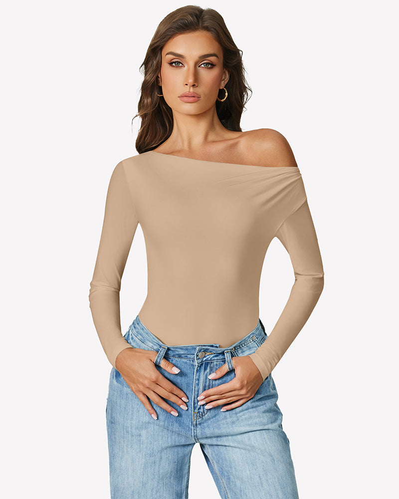 Off the Shoulder Long Sleeve Bodysuit