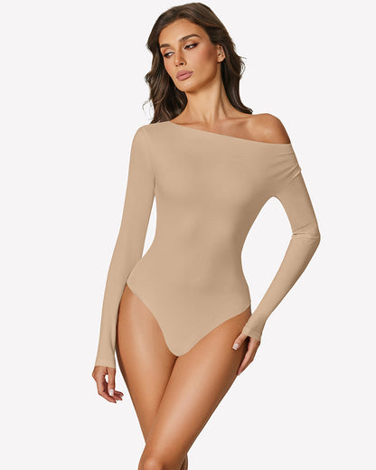 Off the Shoulder Long Sleeve Bodysuit