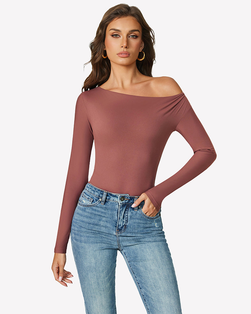 Off the Shoulder Long Sleeve Bodysuit