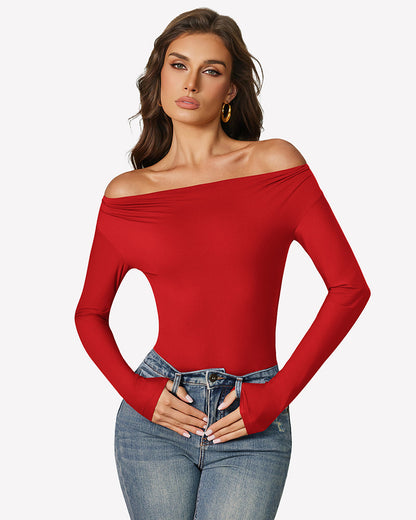Off the Shoulder Long Sleeve Bodysuit