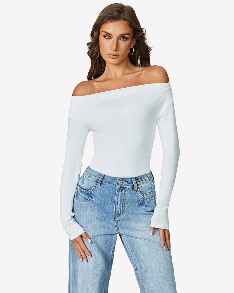 Off the Shoulder Long Sleeve Bodysuit