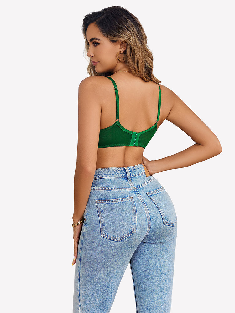 Underwire Lace Floral Crossover Bra