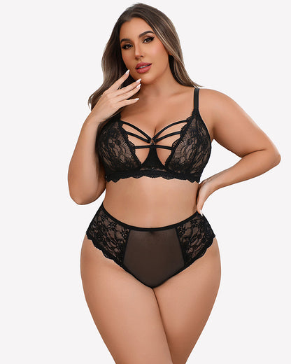 Plus Size Lace Bra Panties Set