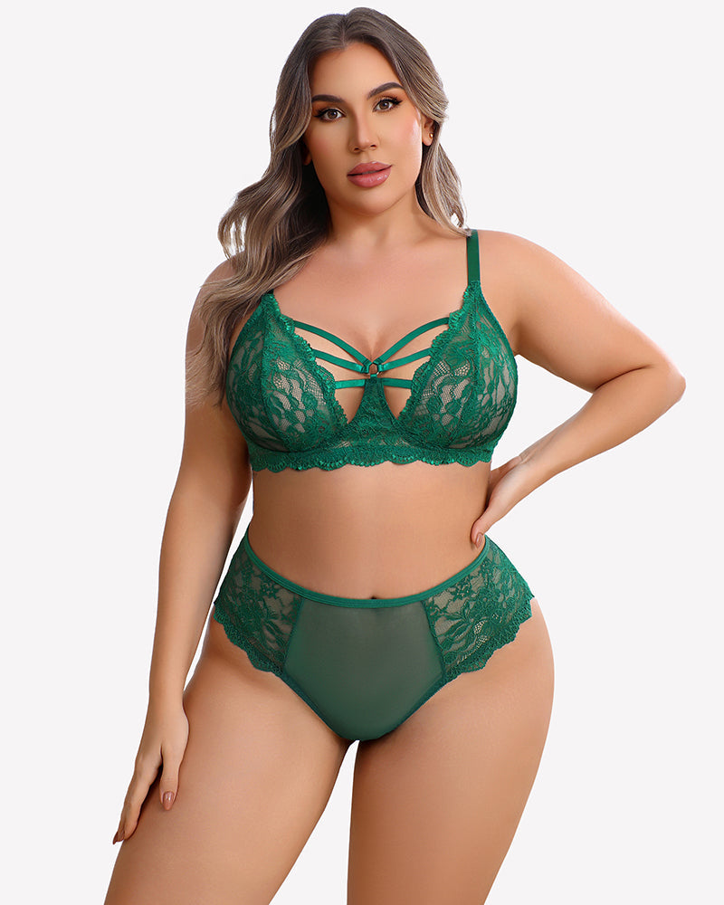 Plus Size Lace Bra Panties Set