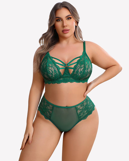 Plus Size Lace Bra Panties Set