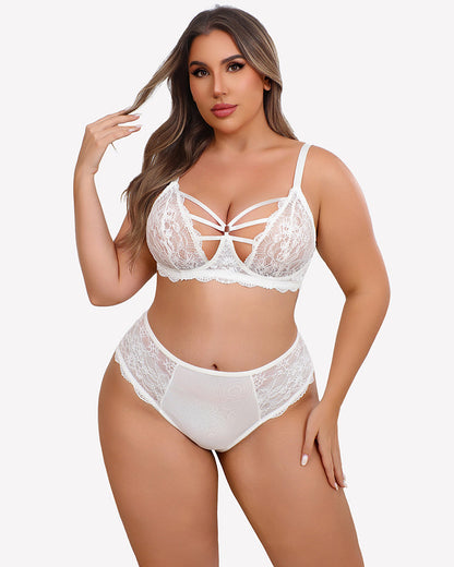 Plus Size Lace Bra Panties Set