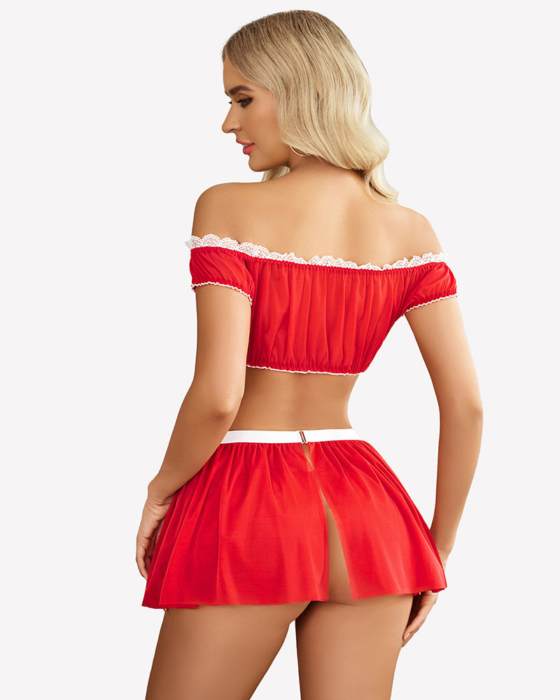 Mesh Top Mini Skirt with Thong (4pack)