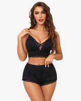 Pajama Sets Shorts Lace Trim Cami Pj Set