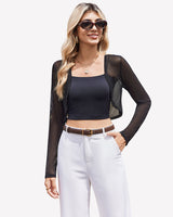 Sheer Shrugs Long Sleeve Cropped Cardigan