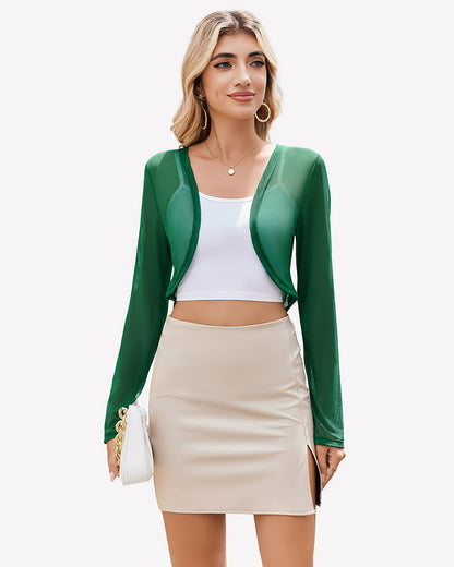 Sheer Shrugs Long Sleeve Cropped Cardigan