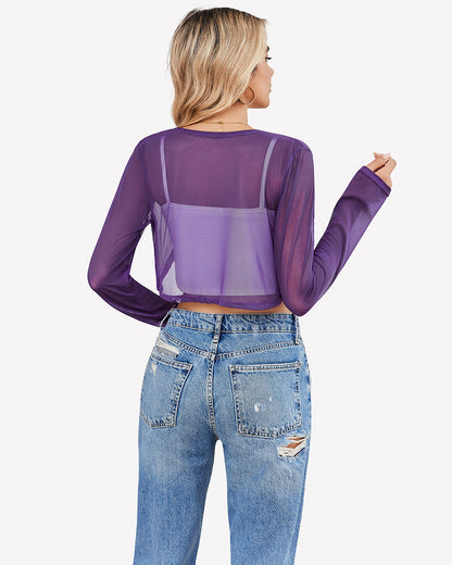 Sheer Shrugs Long Sleeve Cropped Cardigan