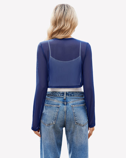 Sheer Shrugs Long Sleeve Cropped Cardigan