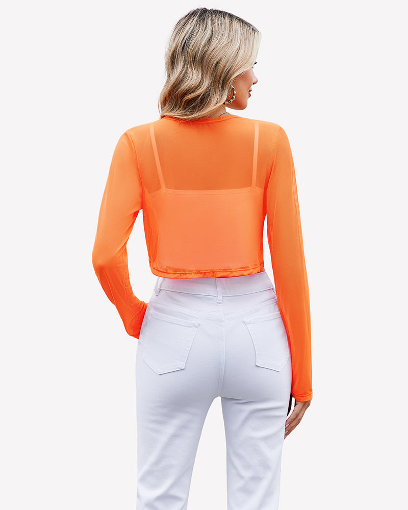 Sheer Shrugs Long Sleeve Cropped Cardigan