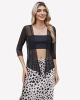 Tie Front Sheer Mesh Bolero Cardigan