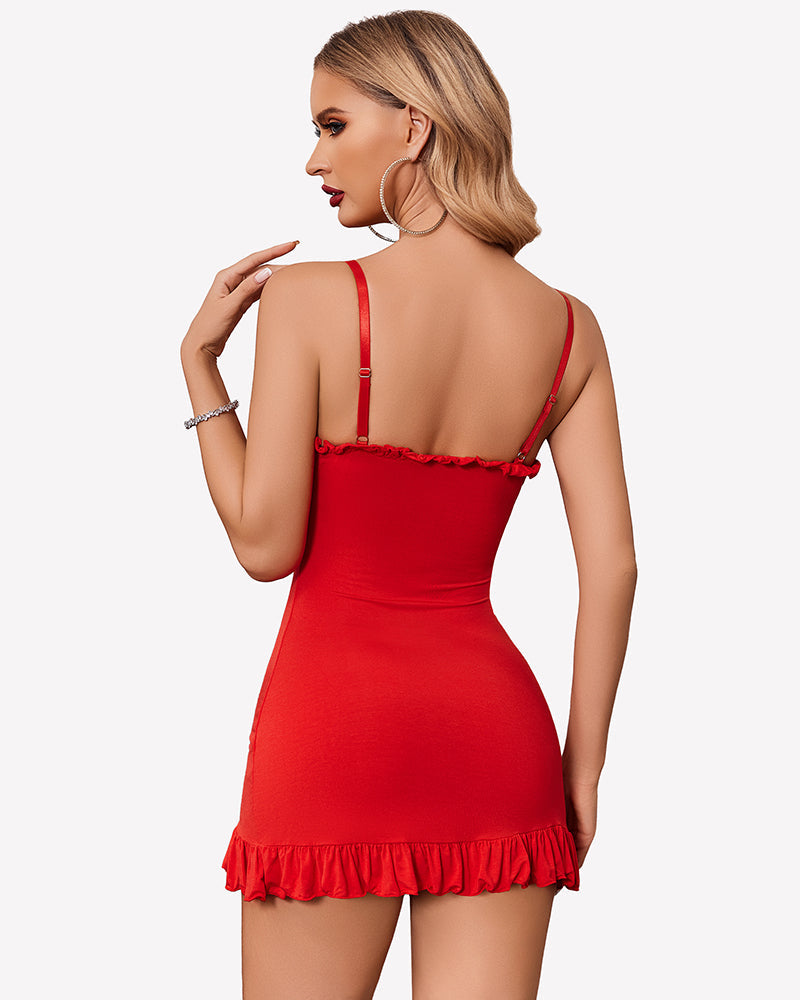 Ruffle Full Slip Modal Bodycon Chemise
