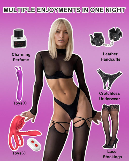 Romantic Mesh Crop Top Sets+Stockings