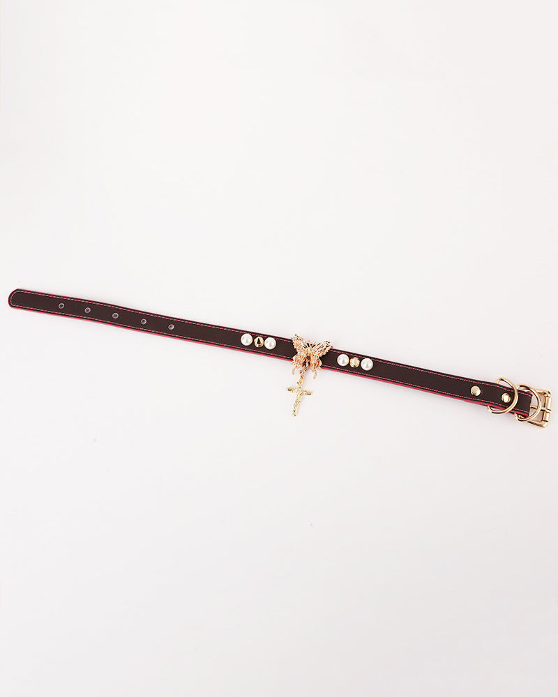 Temperature-Sensitive Color-Changing Butterfly Spiked Leather Collars