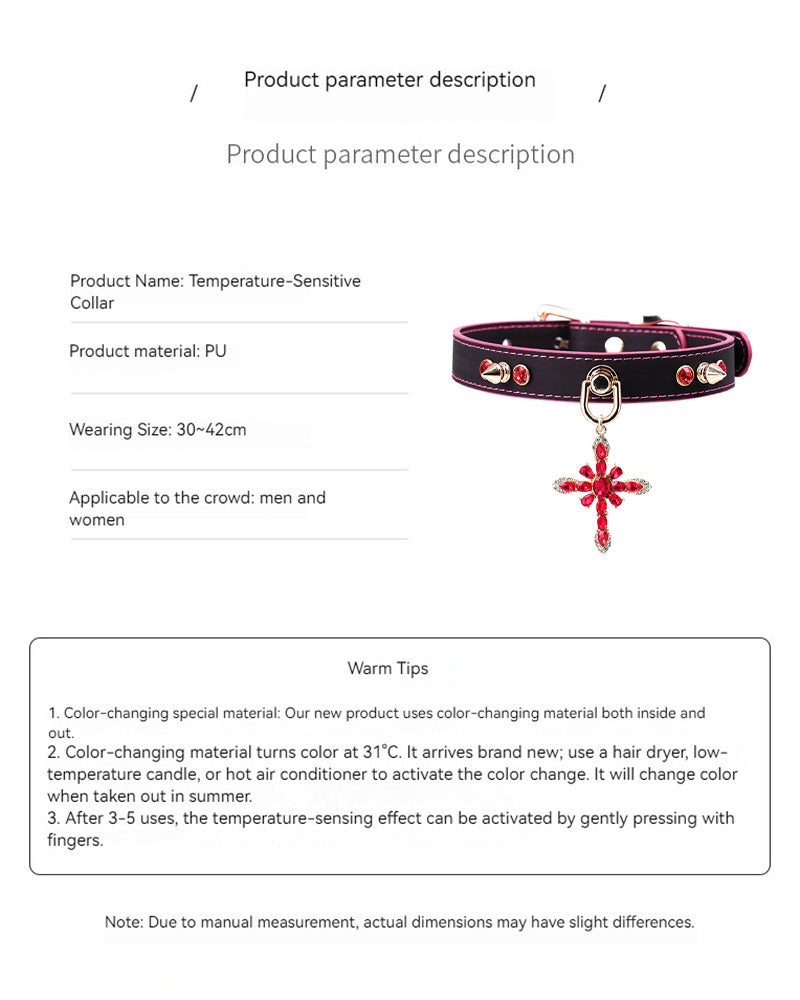 Temperature-Sensitive Color-Changing Snowflakes Spiked Leather Collars