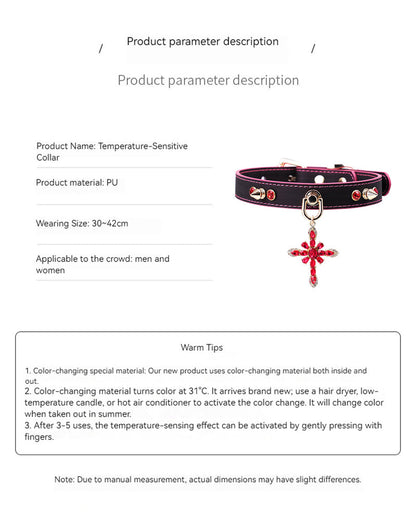 Temperature-Sensitive Color-Changing Snowflakes Spiked Leather Collars