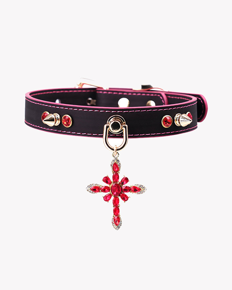 Temperature-Sensitive Color-Changing Snowflakes Spiked Leather Collars