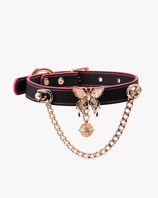 Temperature-Sensitive Color-Changing Butterfly Bell Leather Collars