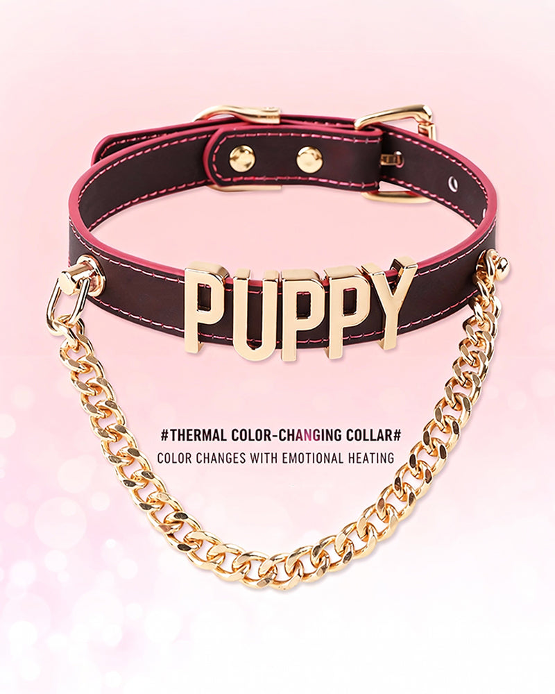 Temperature-Sensitive Color-Changing Letter Chain Leather Collars