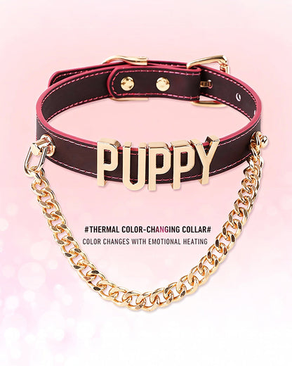 Temperature-Sensitive Color-Changing Letter Chain Leather Collars