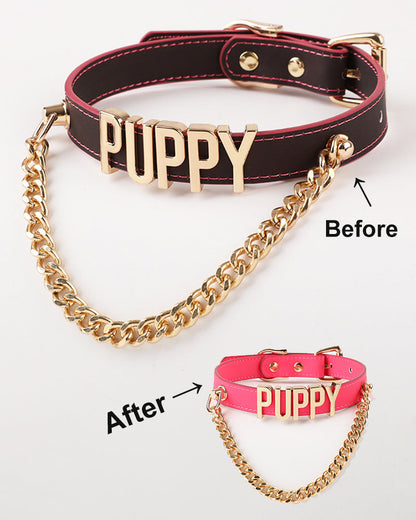 Temperature-Sensitive Color-Changing Letter Chain Leather Collars