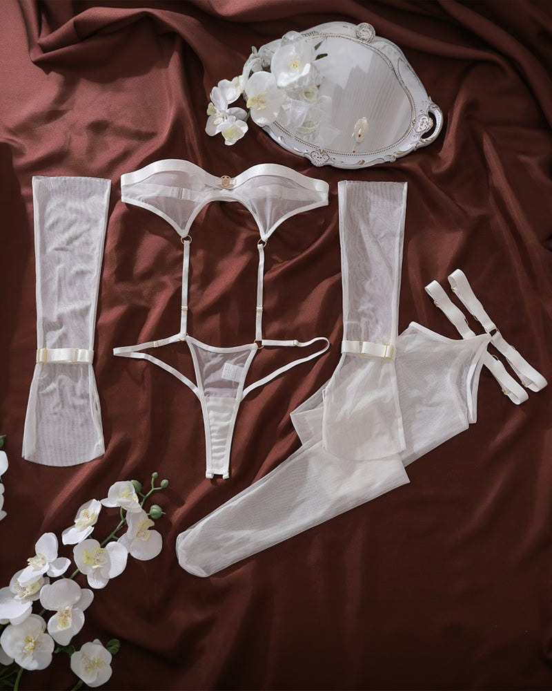 Sheer Body Set+Gloves+Stockings