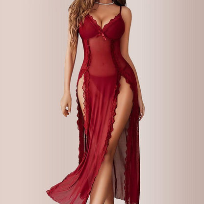 BlossomLace – Erotisk Nattlinne i Mesh med Sidöppning